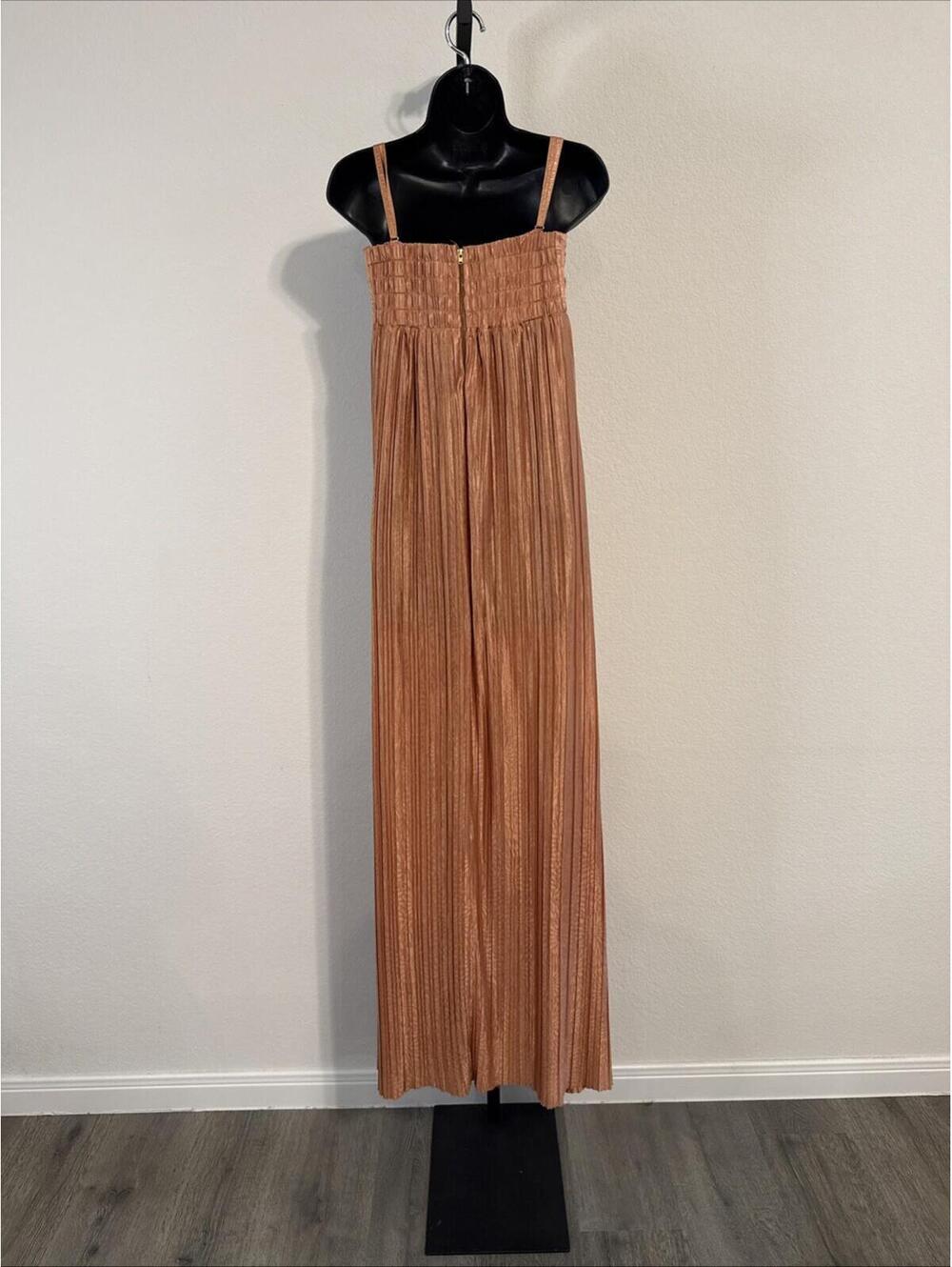 RTR Sabina Musayev Nicola Plisse Halter Draped Pleated Maxi Dress - MED **FLAW** - Picture 8 of 12